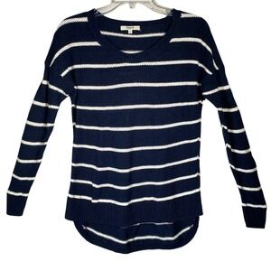 Madewell Striped Sweater Cotton Blend Relaxed Fit Blue White Small